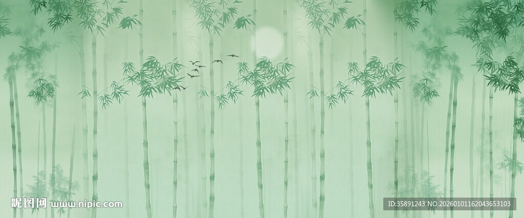 竹影 水墨灯箱竹林