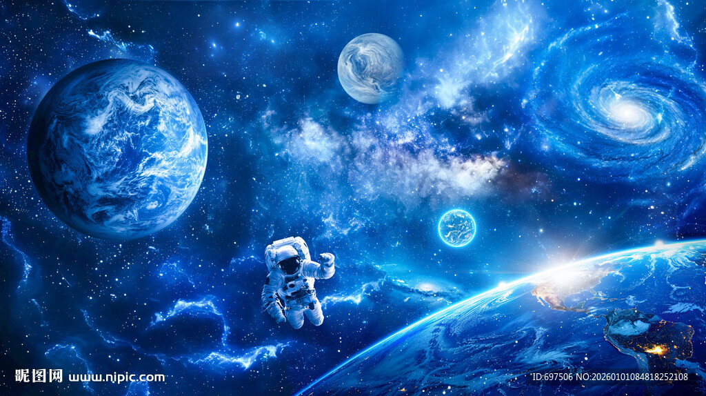 太空宇航员星球宇宙黑洞星空背景