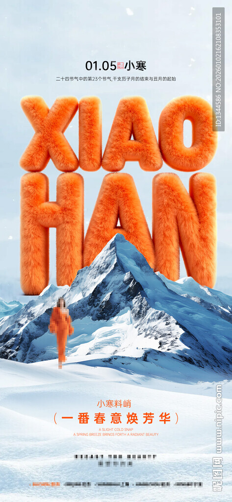 小寒节气雪山主题海报