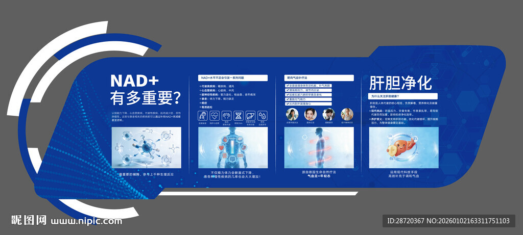 蓝色大健康科技风数据展示展板