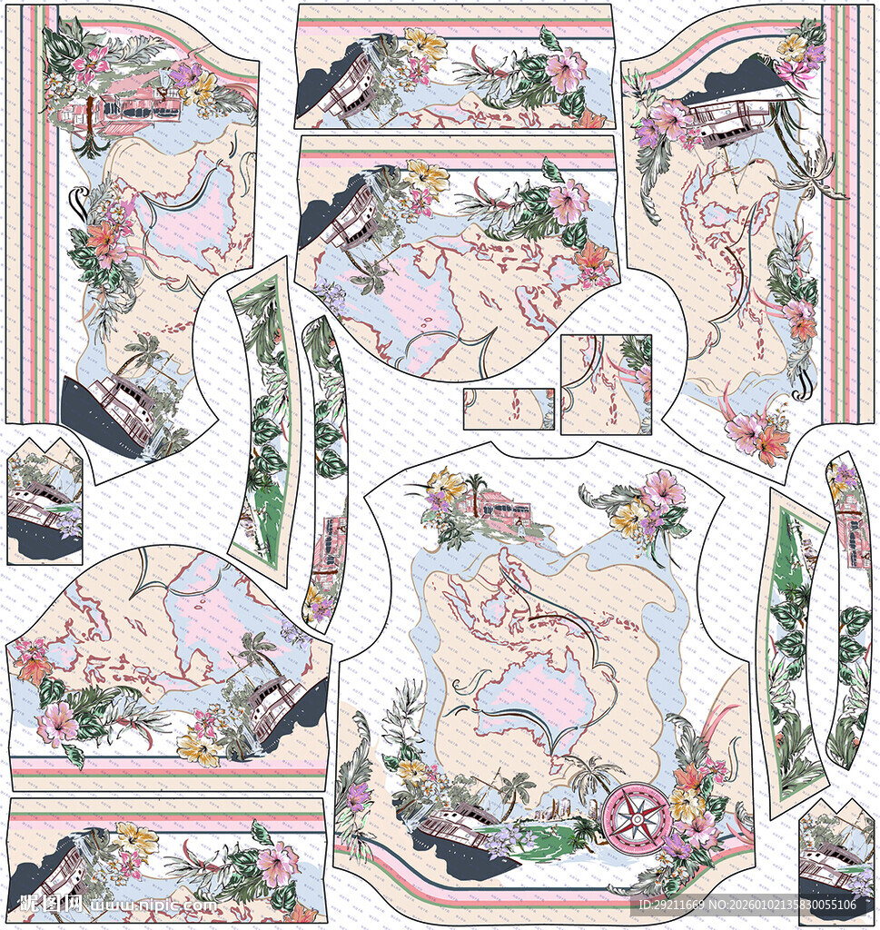 复古风花卉动物图案设计