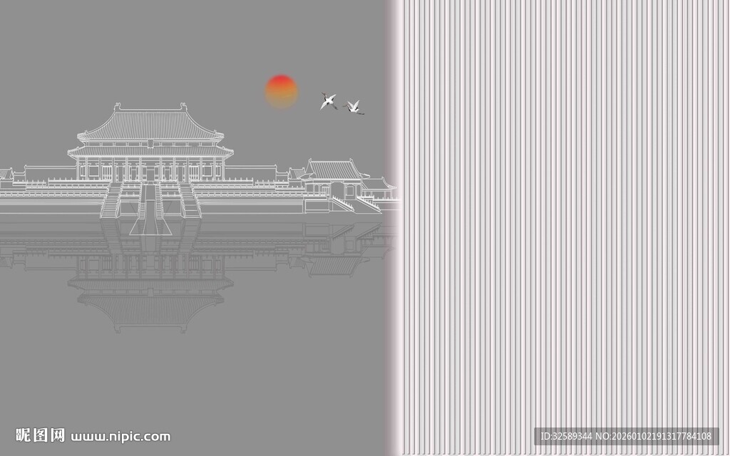 中式古建筑风景图