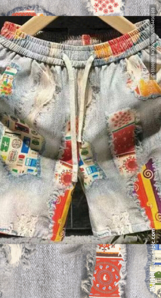 破洞牛仔纹  腰果