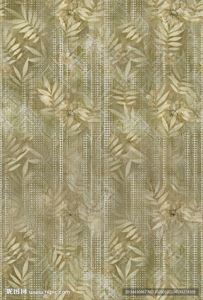 金色植物纹理墙纸图案