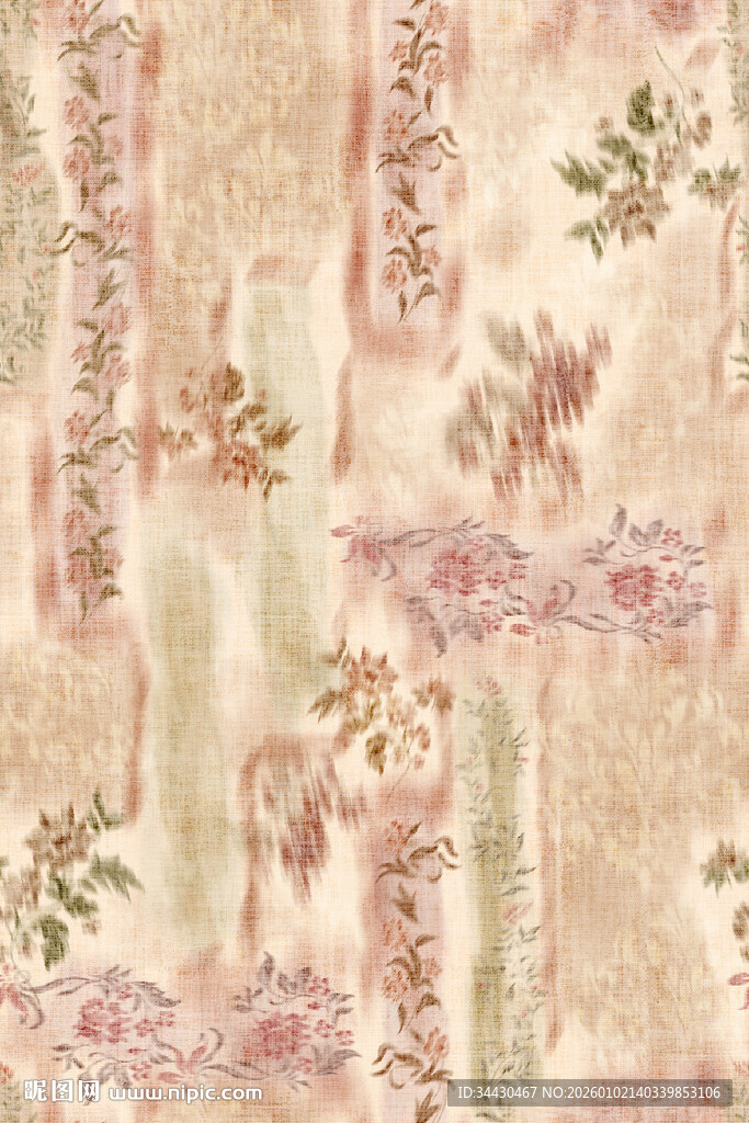 复古花卉图案纹理布料