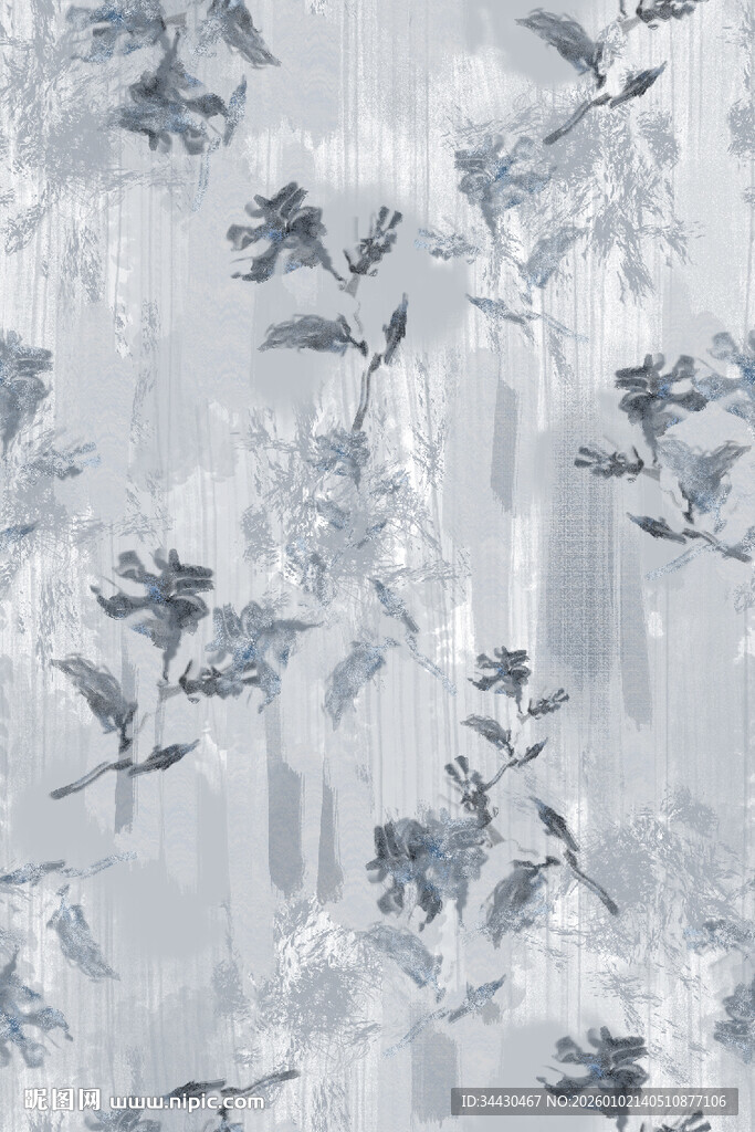 蓝白花卉纹理图案