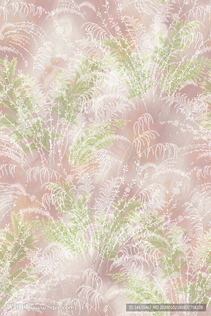 淡粉绿植物纹理背景图