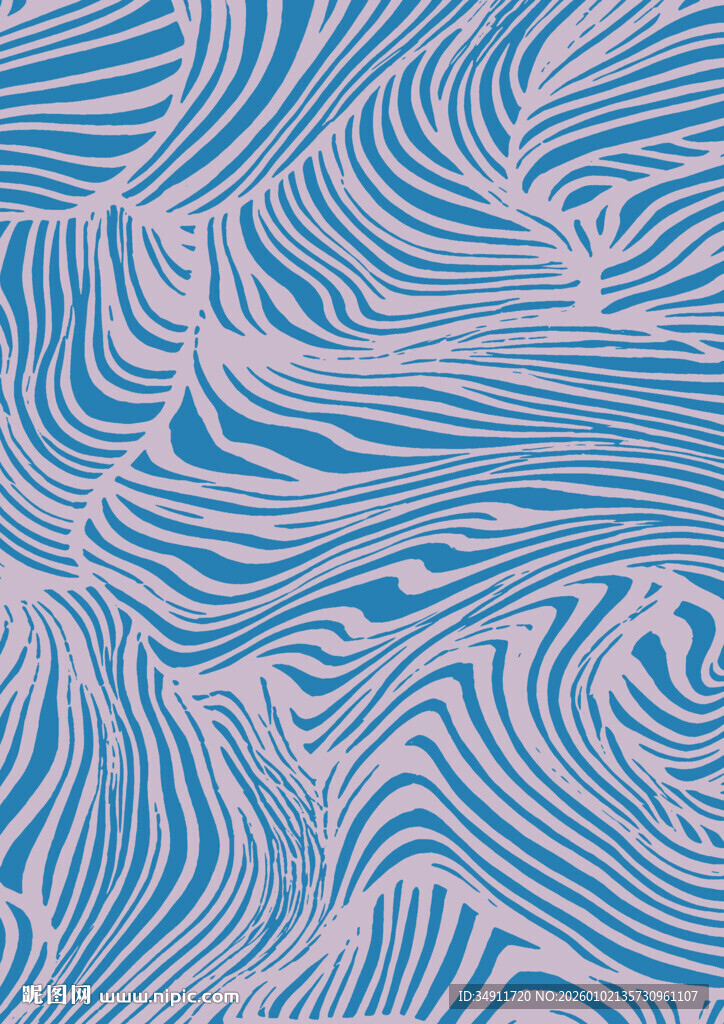 蓝粉交织波浪纹理图案