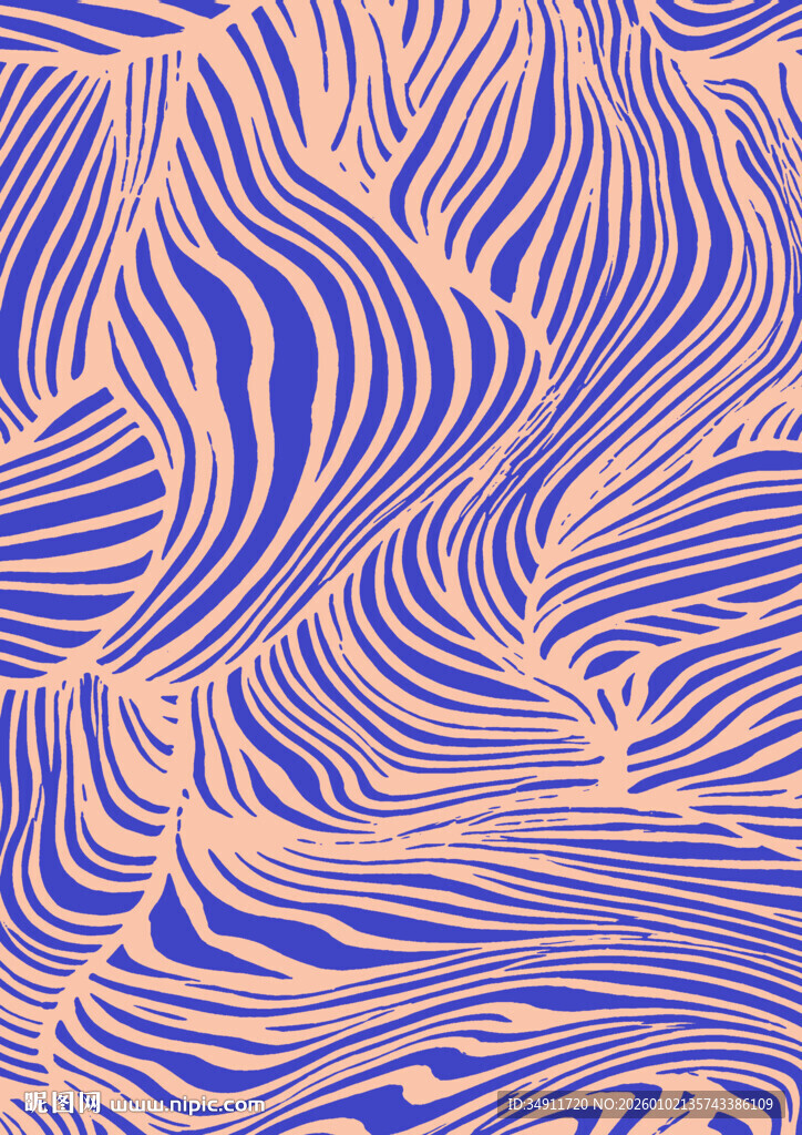 蓝黄交织抽象波纹图案