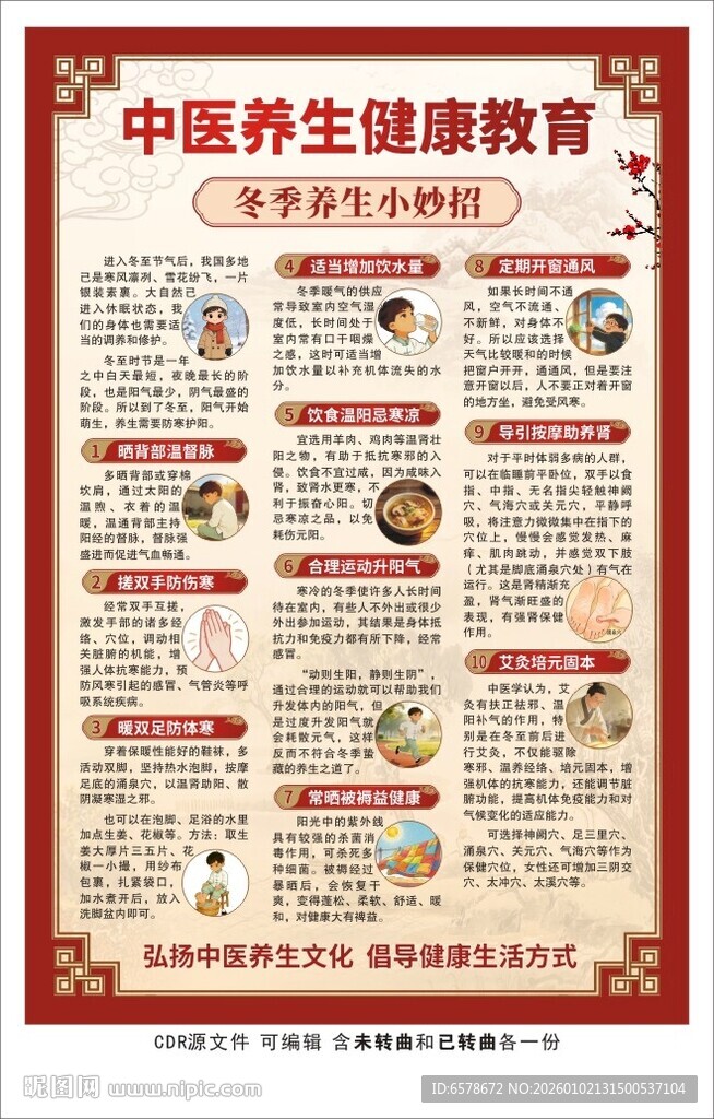 冬季中医养生健康教育海报