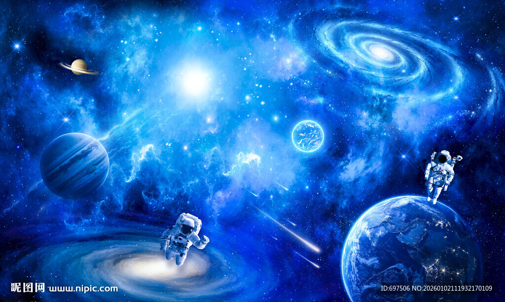 蓝色宇宙星球银河系太空黑洞背景