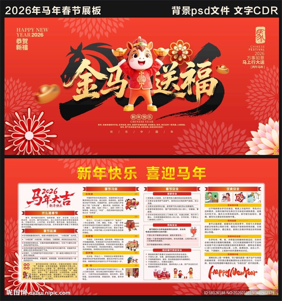 马年春节展板宣传栏