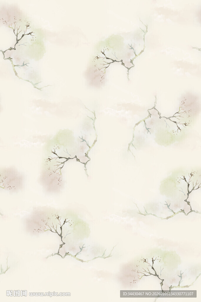 水墨风花卉图案背景