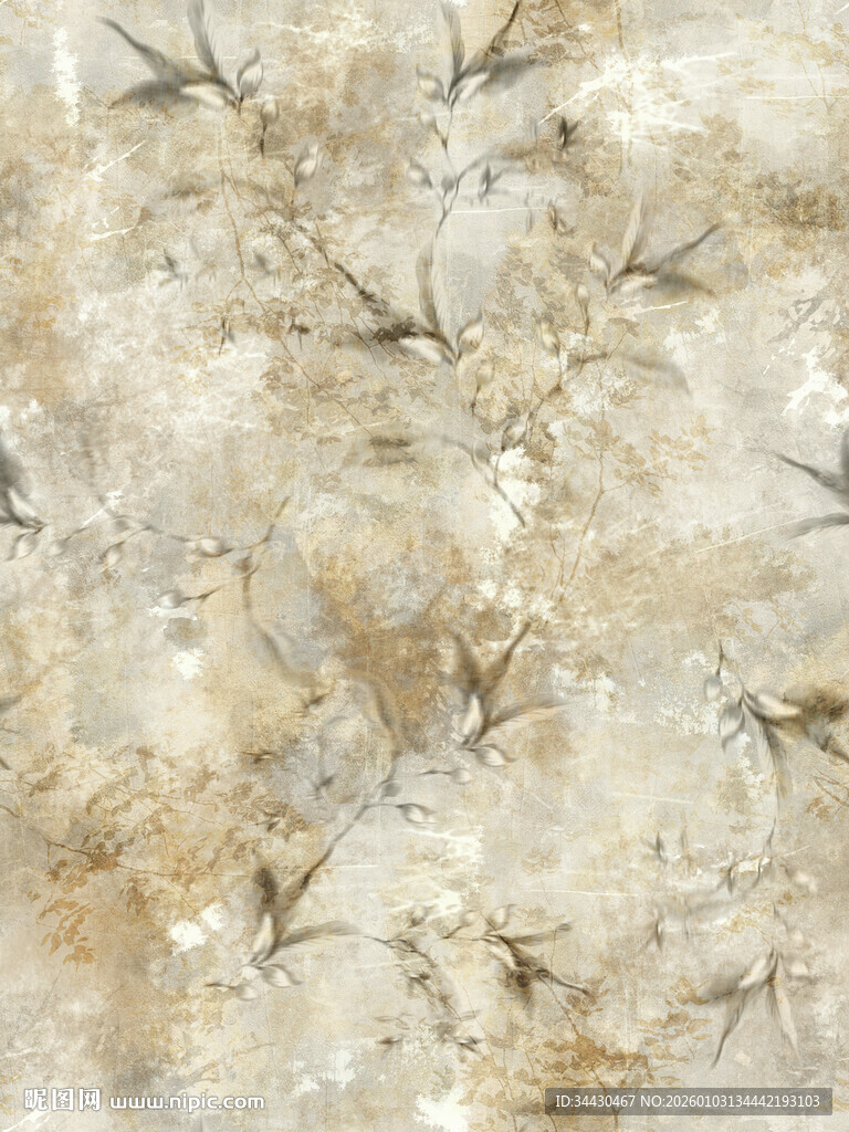 浅米色植物纹理装饰图案