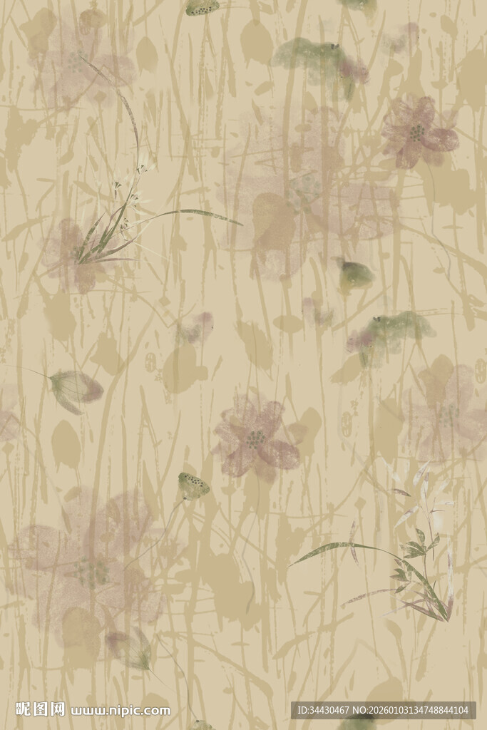 淡雅花卉纹理背景图