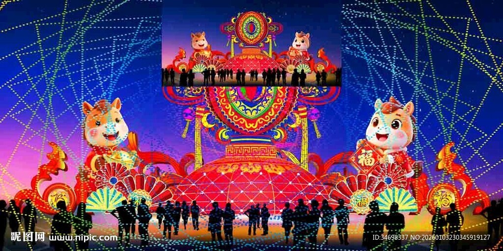 传统花灯彩灯效果图