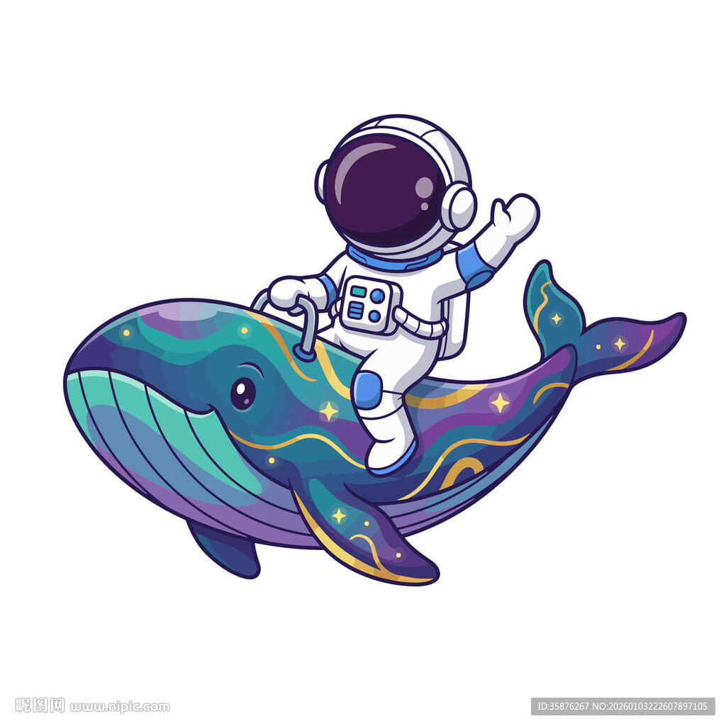 宇航员骑梦幻巨鲸