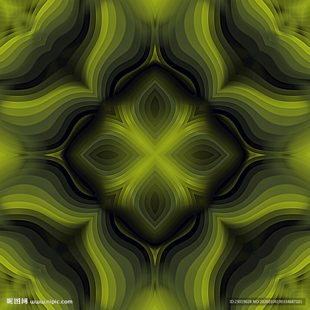 绿色抽象对称花纹图案