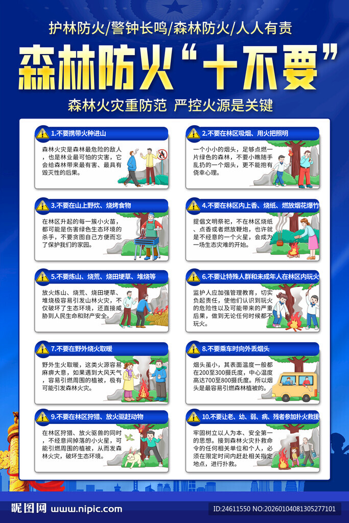 森林防火十不要宣传海报