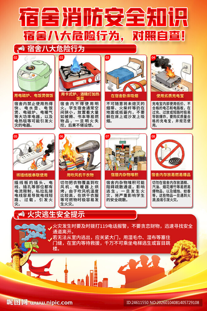 学校单位宿消防安全宣传海报