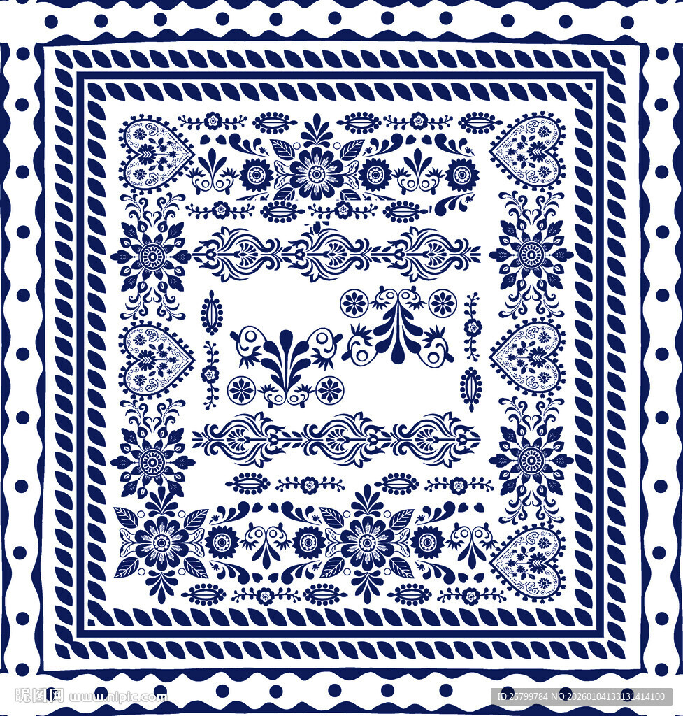 中式蓝白传统花纹图案