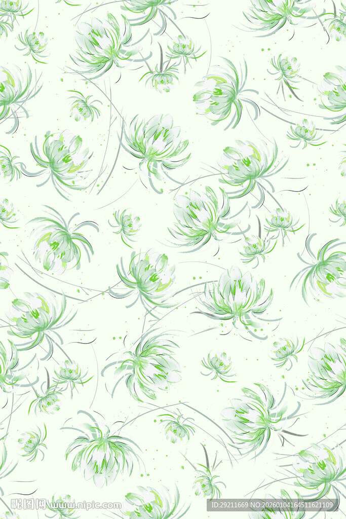 清新绿花卉图案背景