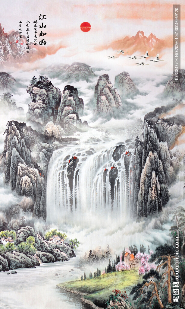 竖幅玄关山水画