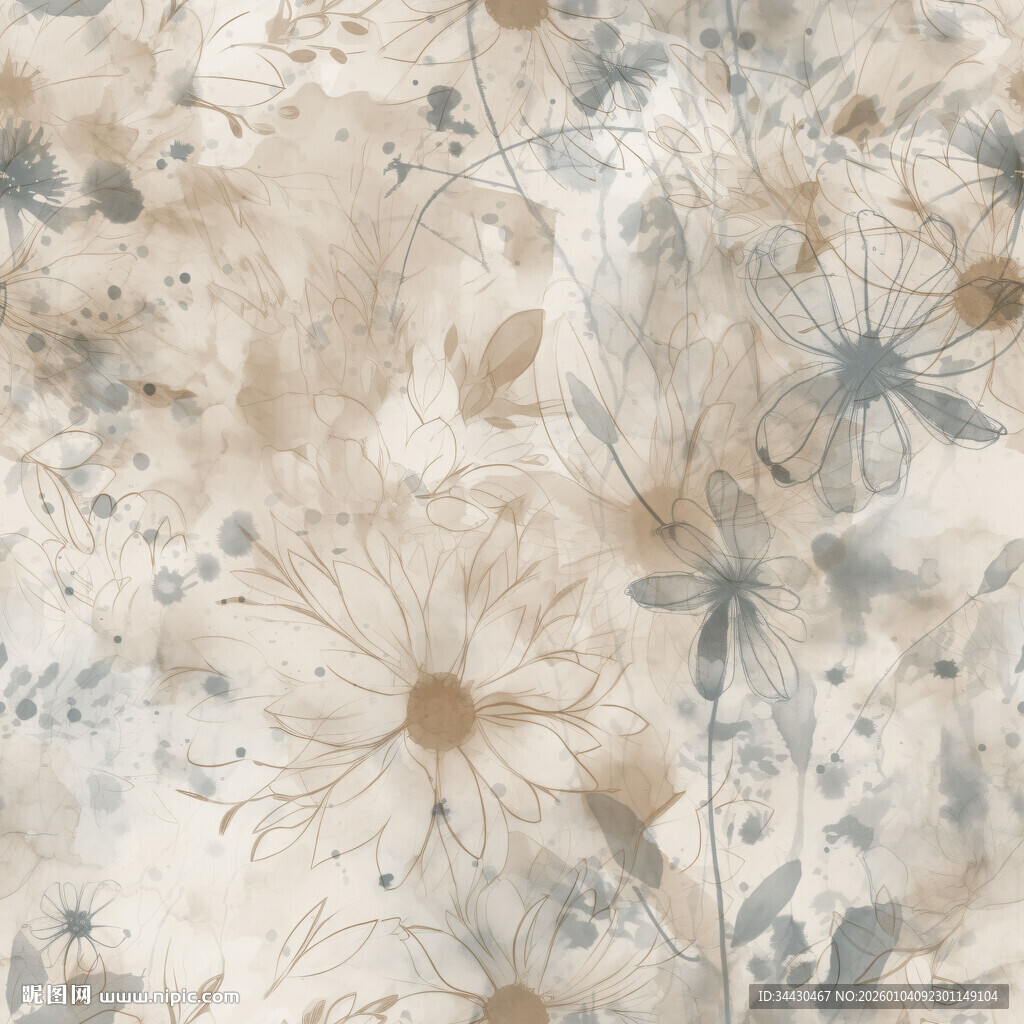 淡雅花卉纹理背景图