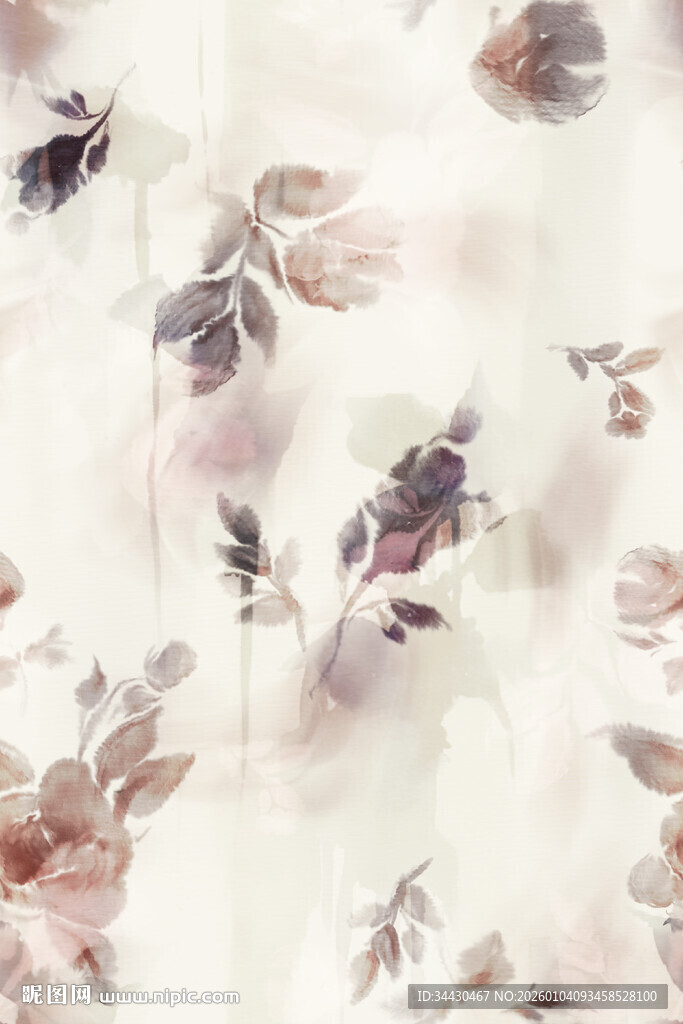 淡雅花卉图案面料