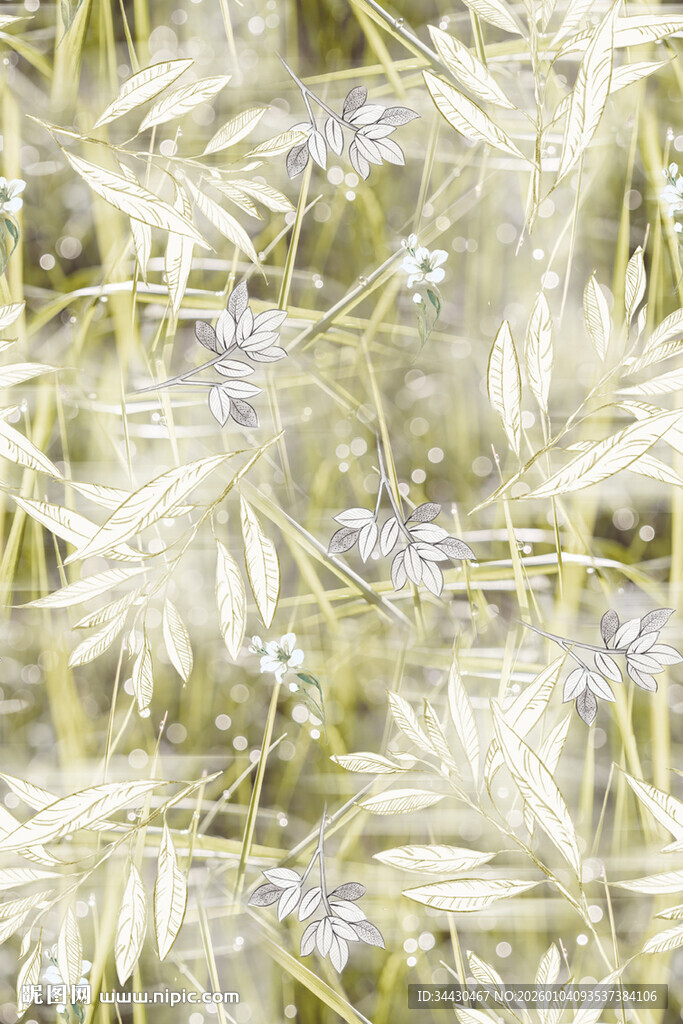 田野中的麦穗与小花