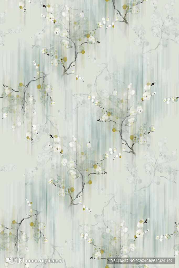 淡雅水墨风花卉纹理背景