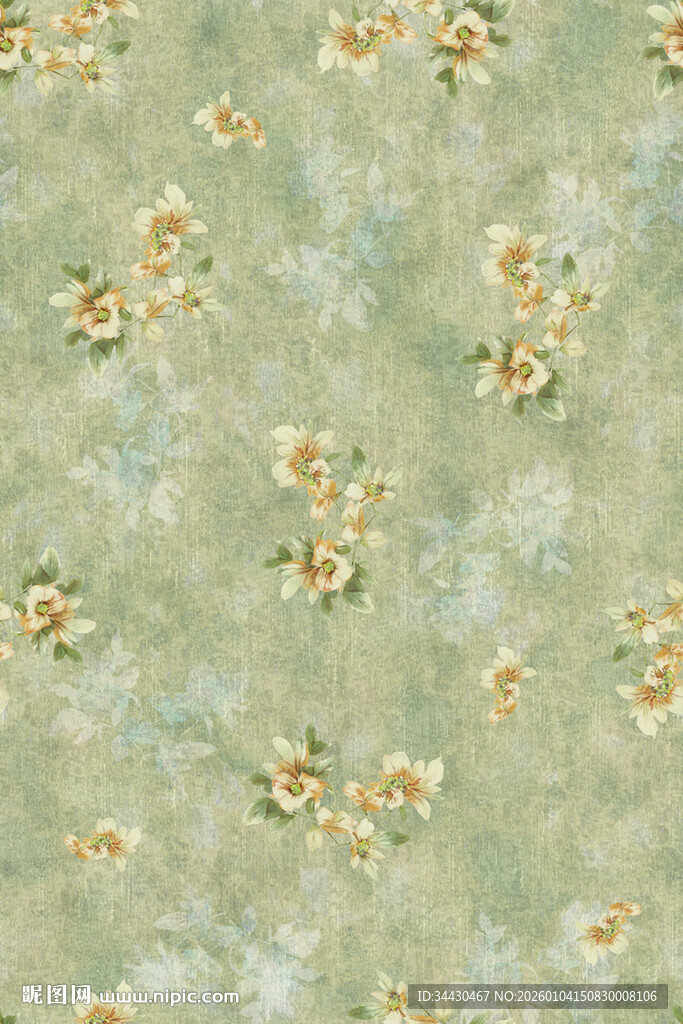 淡绿色碎花墙纸纹理