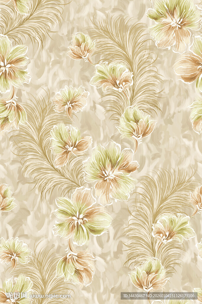 花卉印花复古风墙纸图案