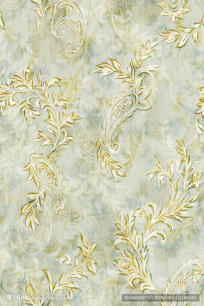 复古金色花纹墙纸图案