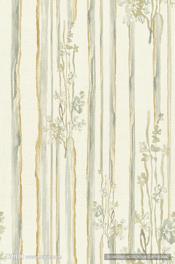 简约条纹花卉纹理墙纸图案