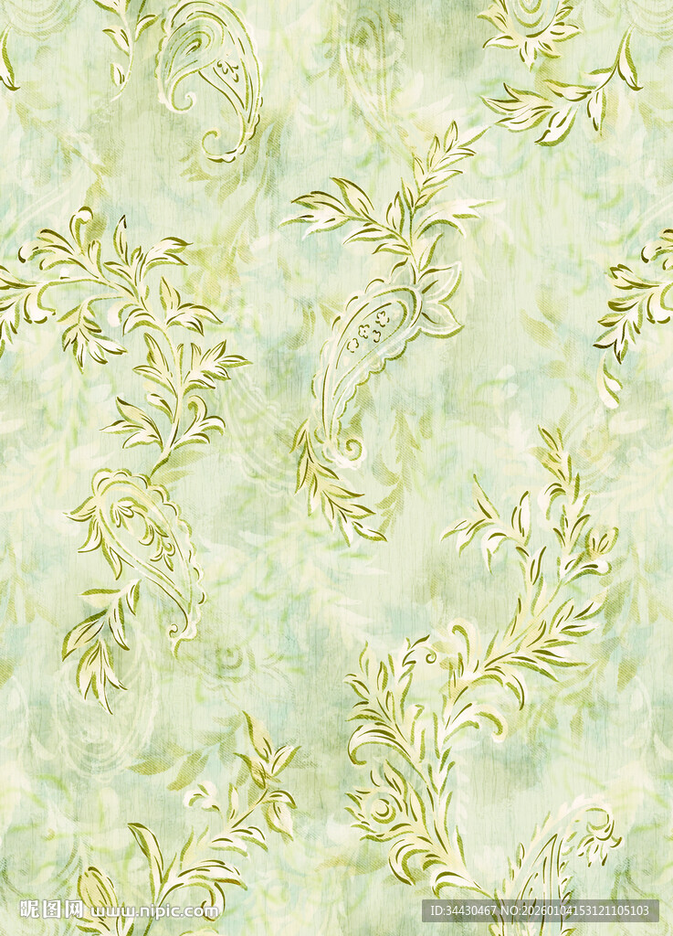 淡绿色植物花纹背景图案