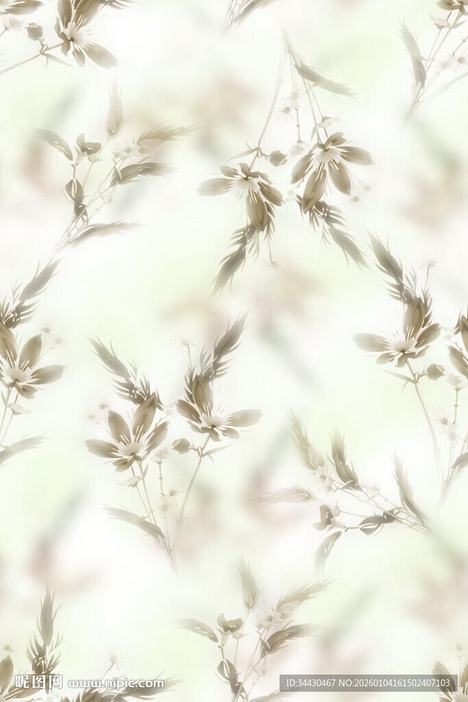 淡雅水墨枝叶纹理图案