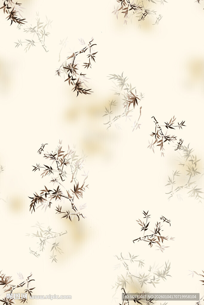 中式水墨花卉纹理图案