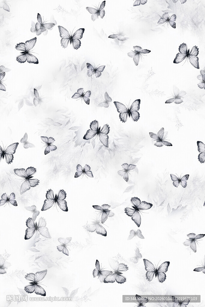 水墨风格蝴蝶图案背景