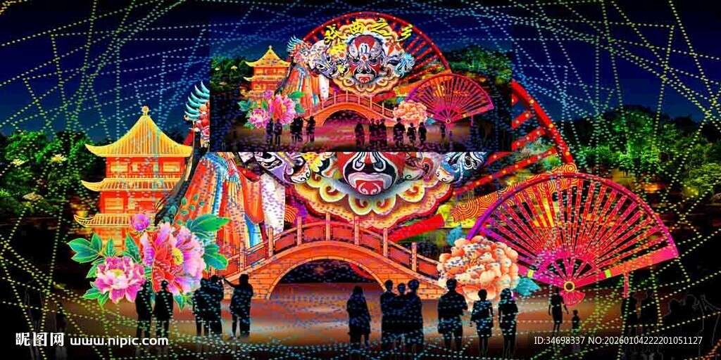 传统花灯彩灯效果图