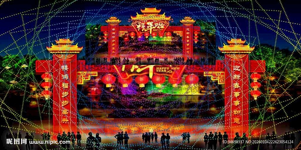 新春门楼效果彩灯