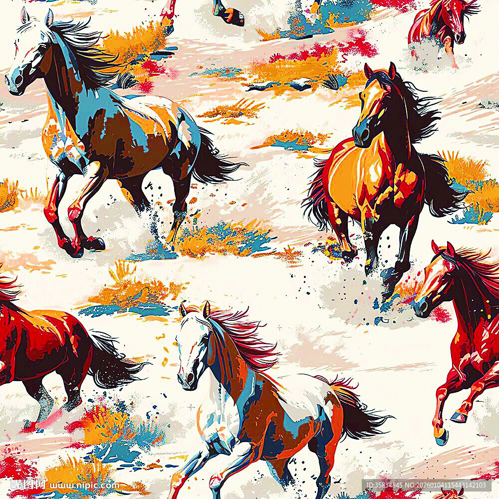 骏马 奔跑 图案