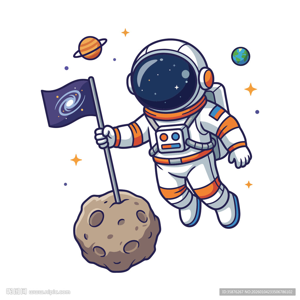 宇航员登月插旗