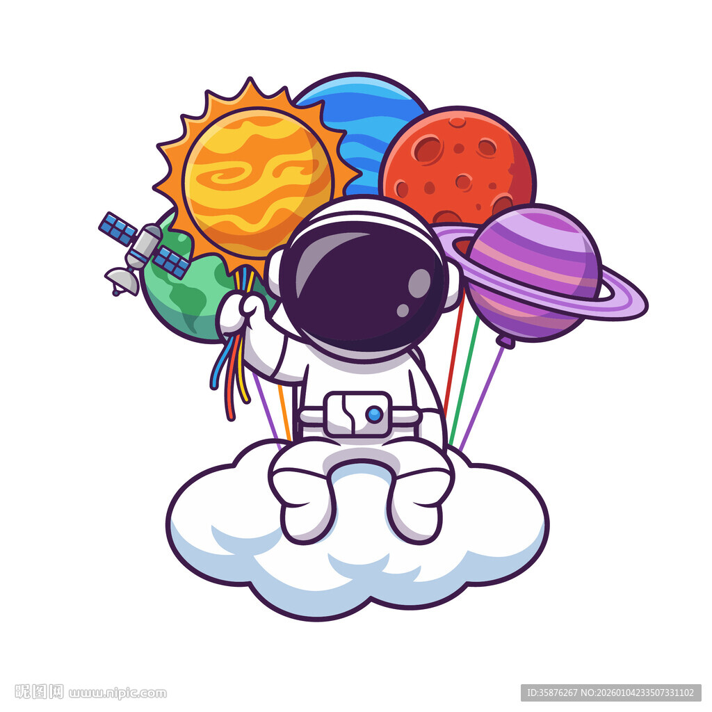 宇航员云端星球气球