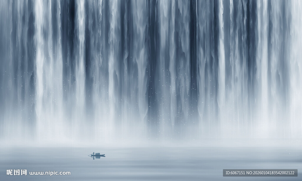 流水生财瀑布山水背景图