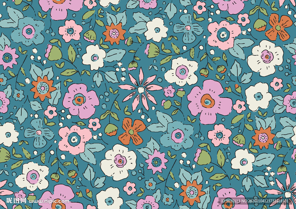 清新花卉图案背景纹理