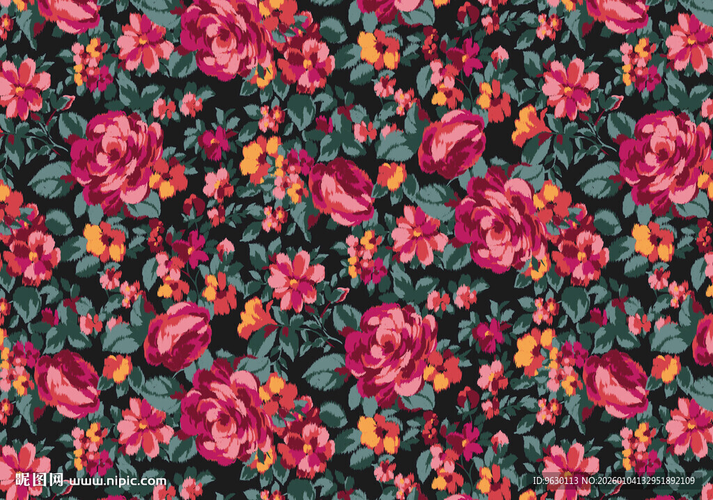 复古花卉图案布料纹理