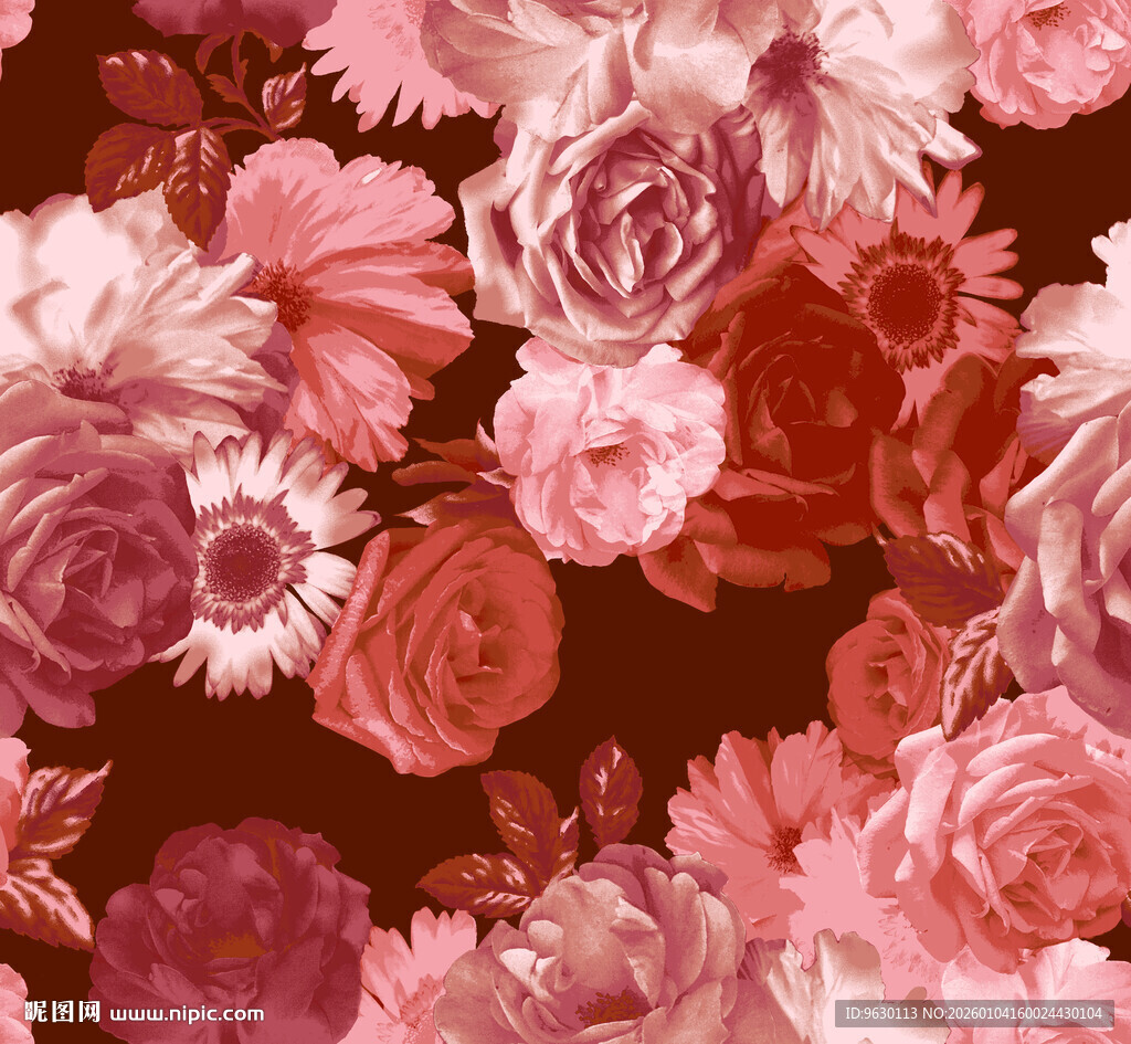 复古粉色花卉图案背景