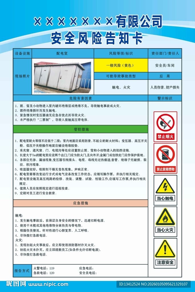 配电室安全风险告知卡展板
