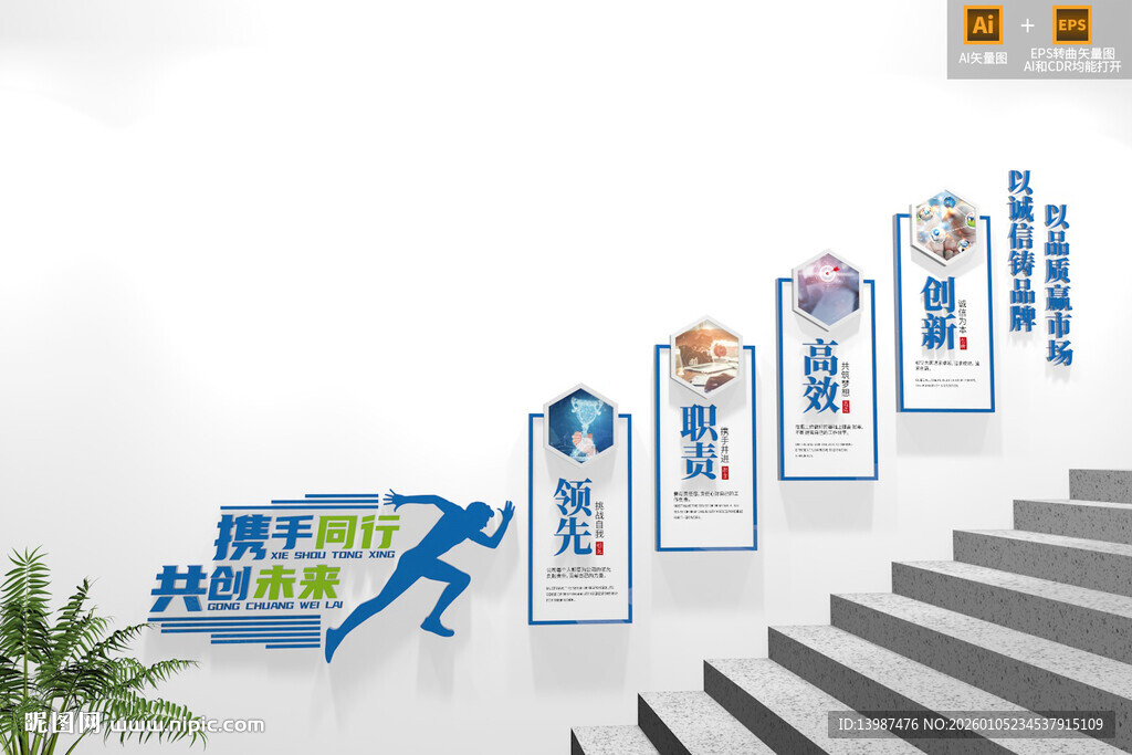 公司企业楼梯文化墙展板